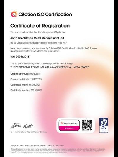 Citation 9001 Certificate